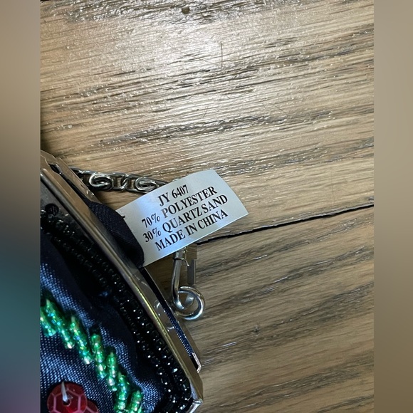 BIJOUX TERNER Clutch Purse w/ Metal Clasp & Chain Hand Beaded Evening Bag - Picture 6 of 8